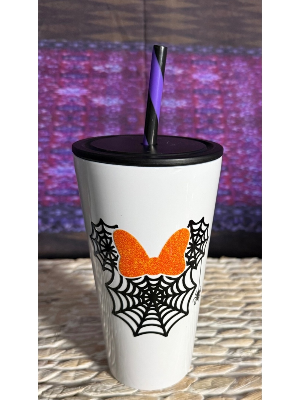Halloween Minnie Mouse Spider Web Hot/Cold 20oz. tumbler